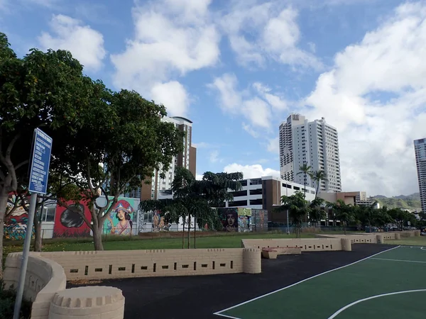 Honolulu Hawaii Října 2014 Soudy Matka Waldron Sousedství Hřiště Park — Stock fotografie