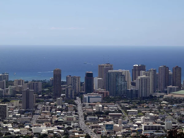 Honolulu October 2015 Aerial Honolulu Waikiki Buildings Parks Hotels Condos — Stock Photo, Image