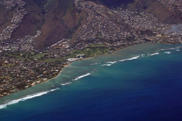 Luchtfoto Van Kahala Highway Hotel Stille Oceaan Wolken Golfbaan Oahu — Stockfoto