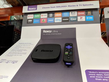 1 Haziran 2018: Roku Ultra Costco ekranda. Roku oyuncu akarsu veya sadece Roku, Roku, Inc Roku ortakları tarafından üretilen oyuncu akarsu bir dizi kanalları şeklinde over--top içerik sağlamaktır. 