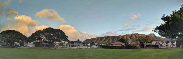 Paki Community Park Tramonto Con Diamond Head Crater Sullo Sfondo — Foto Stock