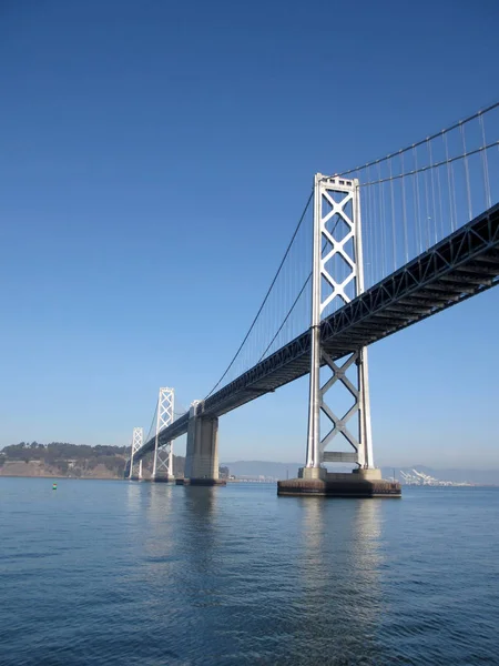 San Francisco Lado Bay Bridge Com Oakland Distância Dia Claro — Fotografia de Stock