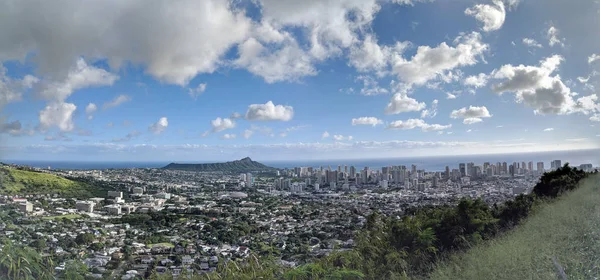 Ciudad Honolulu Desde Diamond Dirige Manoa Con Kaimuki Kahala Paisaje — Foto de Stock