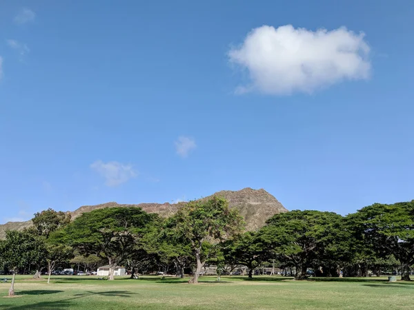 Kapiolani Park Day Diamond Head Clouds Distance Oahu Hawaii Taken — Stock Photo, Image