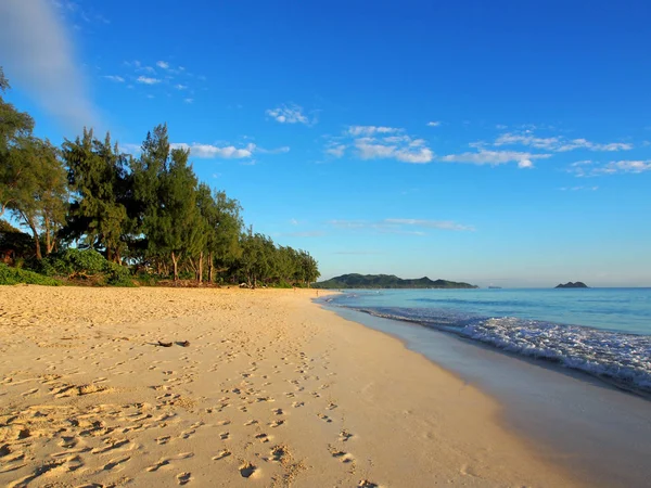 Waimanalo Beach Dawn Mirando Hacia Las Islas Mokulua Oahu Hawaii — Foto de Stock