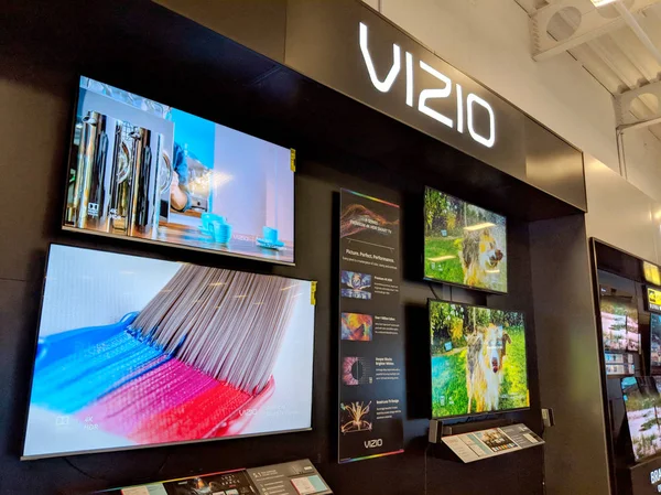 Honolulu Agosto 2018 Vizio Display Com Pincel Dog Shaking Telas — Fotografia de Stock