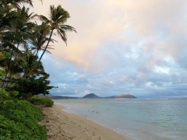 Sandy kıyı Hunakai Beach Kahala ve Oahu, Hawaii Güney kıyı şeridi.