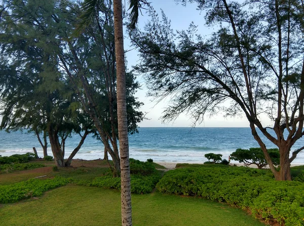 Vista aérea del camino que conduce a la playa de Waimanalo en Oahu, Hawaii —  Fotos de Stock