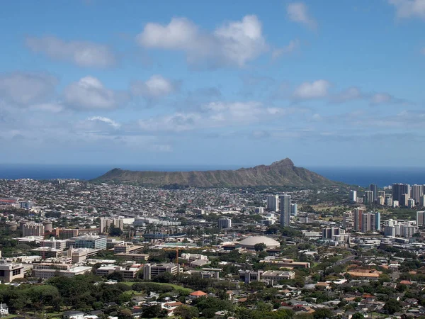 วิวทางอากาศของ Diamondhead, Kapiolani Park, Waikiki, Ala Wai Can — ภาพถ่ายสต็อก