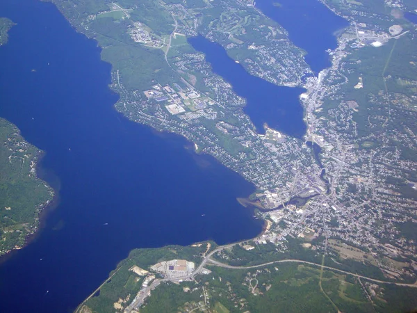 Antenne von Lakonie und Lake winnisquam — Stockfoto