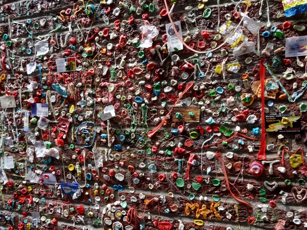 Primer plano de The Market Theater Gum Wall en el centro de Seattle —  Fotos de Stock