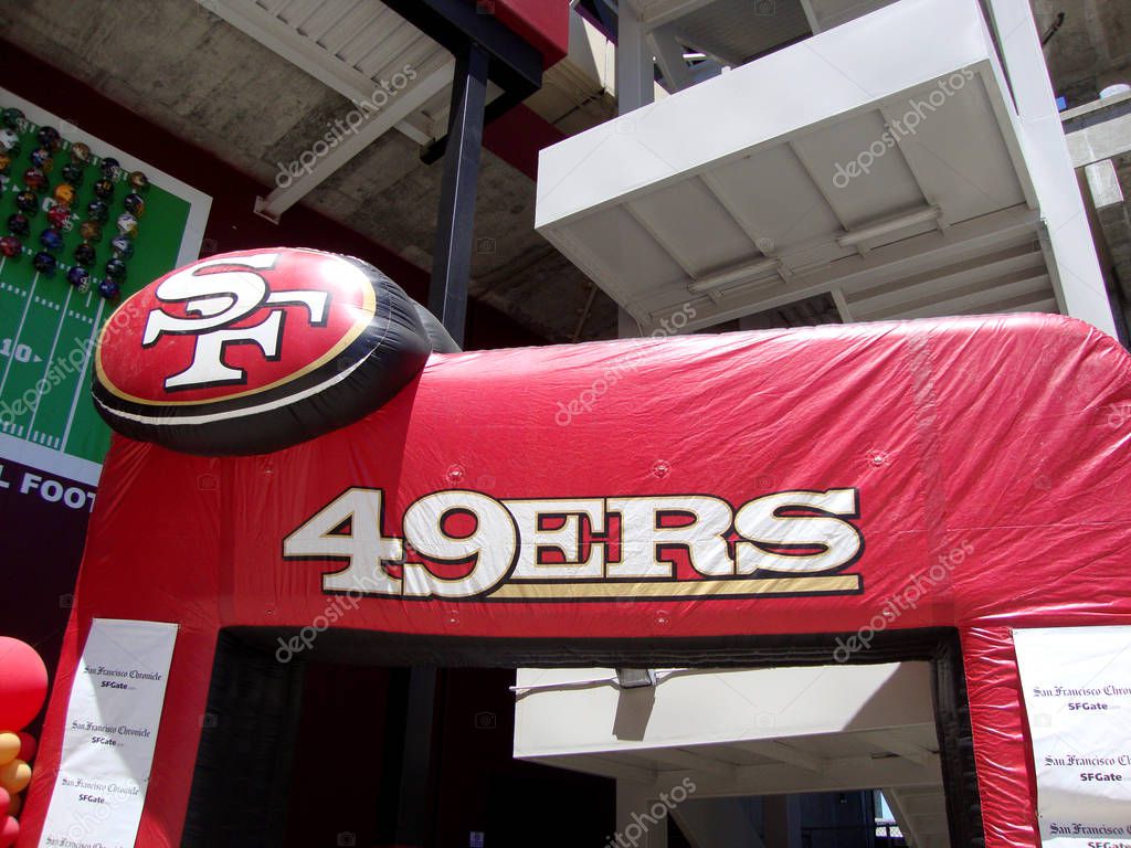 San Francisco - June 12, 2010:  Inflatable San Francisco 49ers Entrance at Fan Day at Candlestick Park.