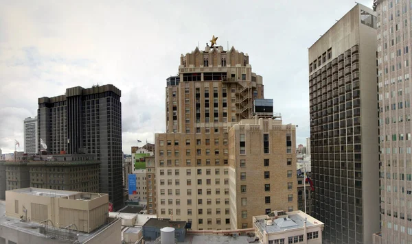 Panorâmica aérea de Sir Francis Drake Hotel e São Francisco San — Fotografia de Stock