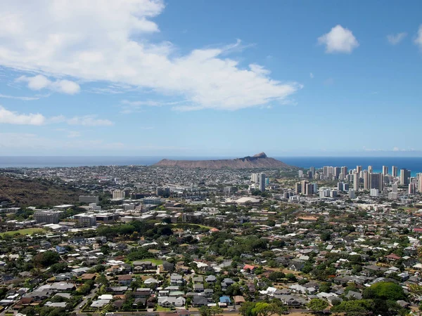 Vista aerea di Diamondhead, Kapiolani Park, Waikiki, Ala Wai Can — Foto Stock