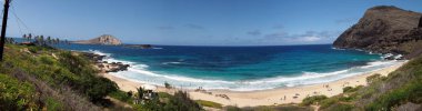 Makapuu Beach Park'ta plaj ve adalar
