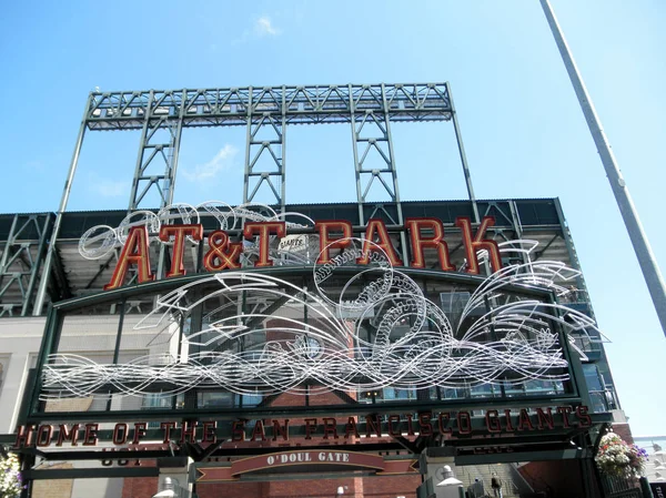 AT & T Park - Home of the Giants - Neon Sign during day — стоковое фото