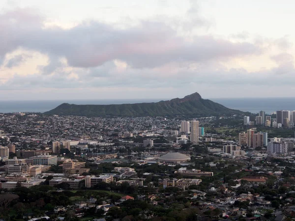 Ciudad Honolulu Desde Diamond Dirige Manoa Con Kaimuki Kahala Paisaje — Foto de Stock