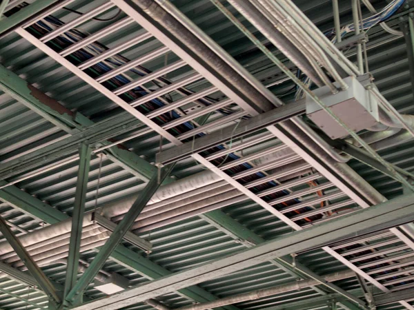Metalen Dak Met Versteviging Elektronische Kabelbedrading Bij Fenway Park — Stockfoto
