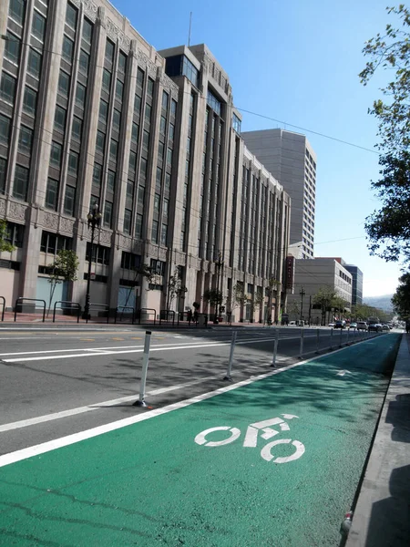 San Francisco Kalifornie Července 2010 Green Protected Bike Lane Ulici — Stock fotografie