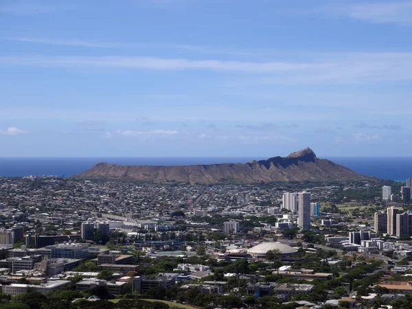 Widok Lotu Ptaka Diamondhead Kapahulu Kahala Collage Pacyfiku Oahu Hawajach — Zdjęcie stockowe