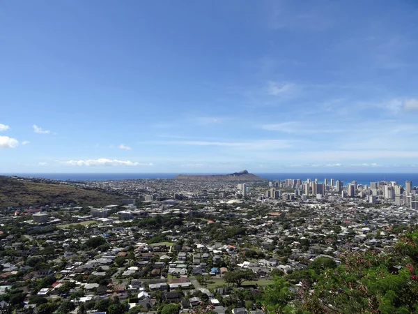 Vista Aérea Diamondhead Kapahulu Kahala Oceano Pacífico Oahu Havaí Julho — Fotografia de Stock