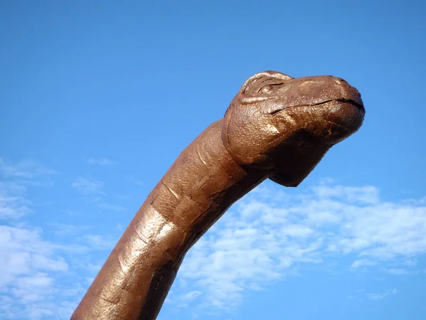 Kalifornien August 2010 Metall Dinosaurierkopf Und Langer Hals Brachiosaurus Vor — Stockfoto