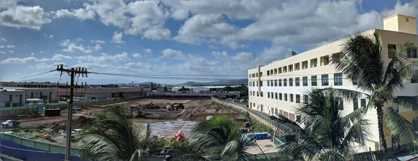 Honolulu September 2018 Panoramic Construction Site Foundation Work Dole Cannery — Stock Photo, Image
