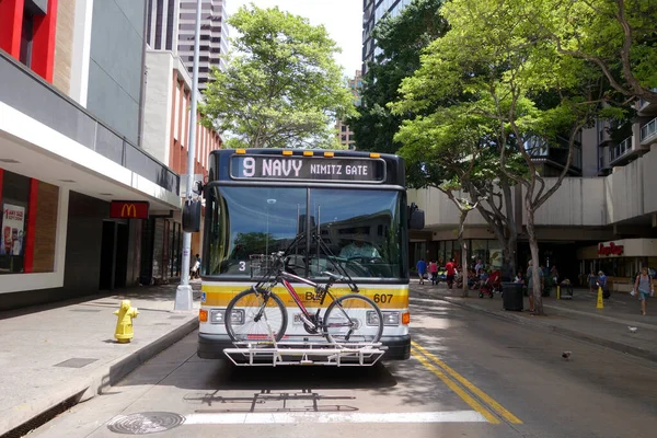 Honolulu Septiembre 2014 Honolulu City Bus Número Navy Nimitz Gate — Foto de Stock