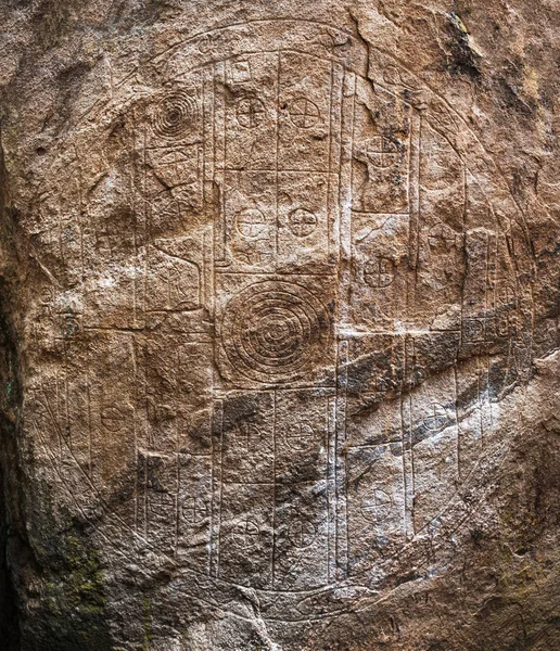 Anuradhapura, Sri Lanka 09 May 2018: Ancient map on stone in Anuradhapira — Stock Photo, Image