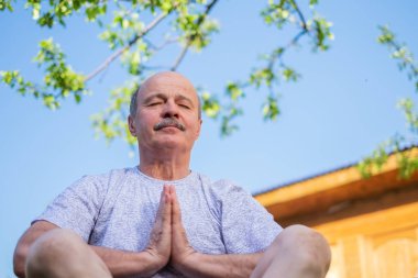 Meditasyon huzurlu komuta sizde ooutdoor ağacın altında oturan