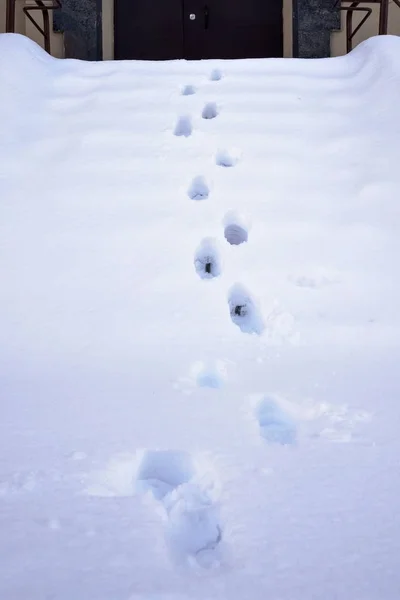 フット プリントと雪のテクスチャ — ストック写真