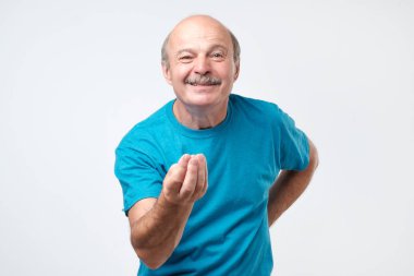 Man with raised hand and showing italian gesture trying to explain his opinion clipart