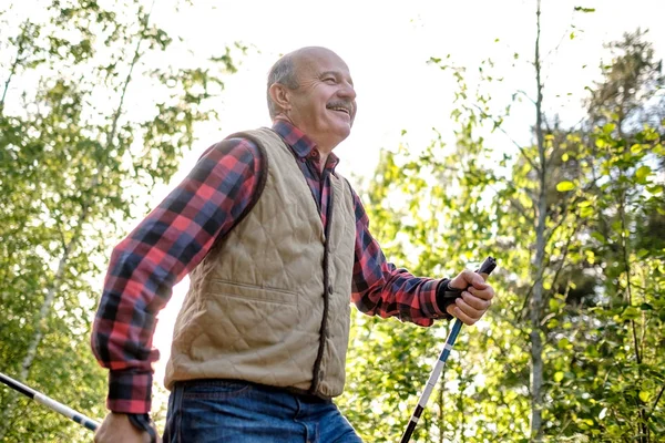 Sommersport für Senioren. Nordic Walking — Stockfoto