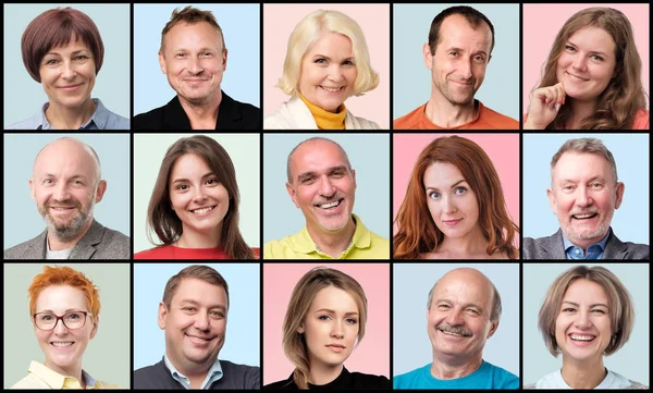 Collection of avatar of people. Young and senior men and women faces smiling — Stock Photo, Image