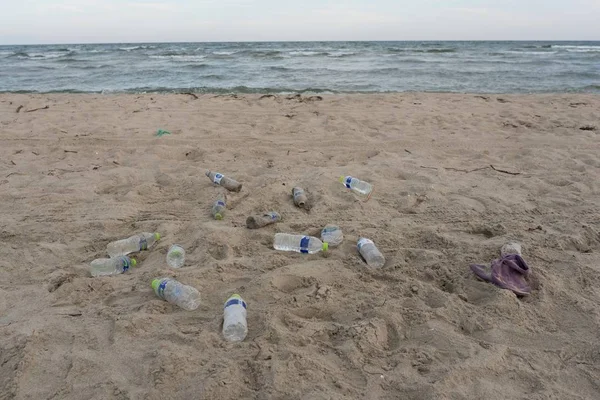 Pollution Des Plages Avec Plastique — Photo