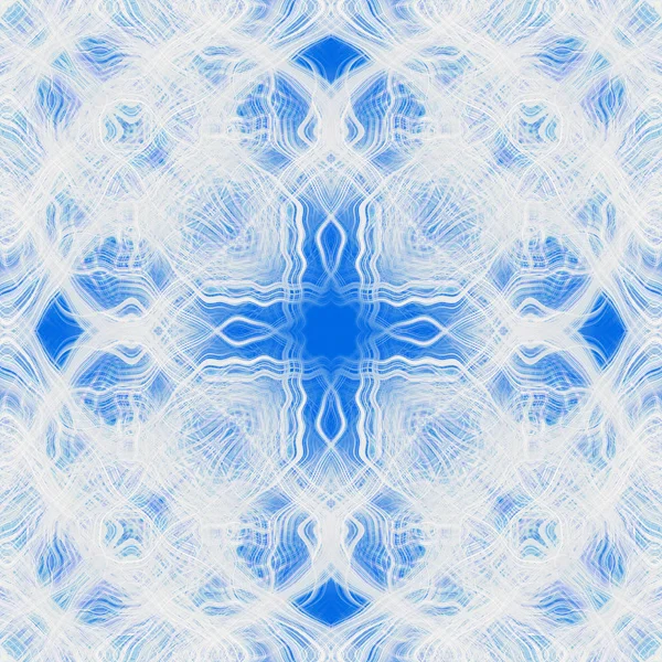 Blau Weißes Kaleidoskop Religiöser Kreuzmuster — Stockfoto