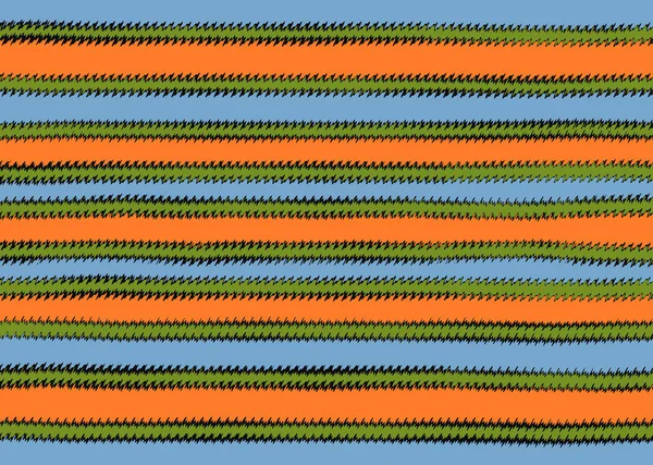 オレンジ 緑のジグザグ ストライプの背景 — ストック写真
