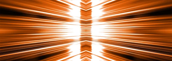 Stralende Witte Lichte Uitbarsting Banner Panoramisch Een Oranje Achtergrond — Stockfoto