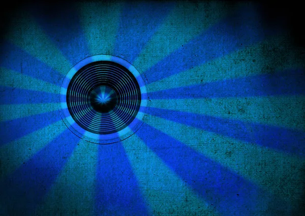 Blue Grunge Starburst Speaker Dengan Lampu Sorot — Stok Foto