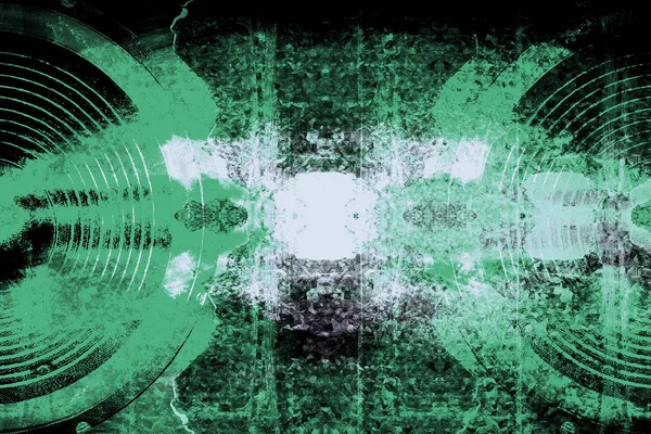 Altavoces Audio Grunge Verde Desvanecido Una Pared Agrietada —  Fotos de Stock
