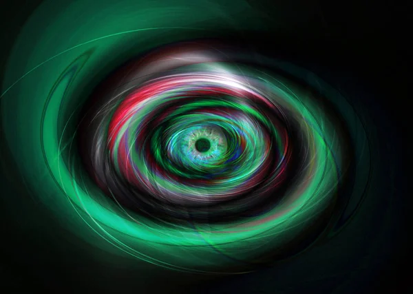 Futurystyczny Zielone Oko Wirujące Smug Światła Ciemnym Tle — Zdjęcie stockowe