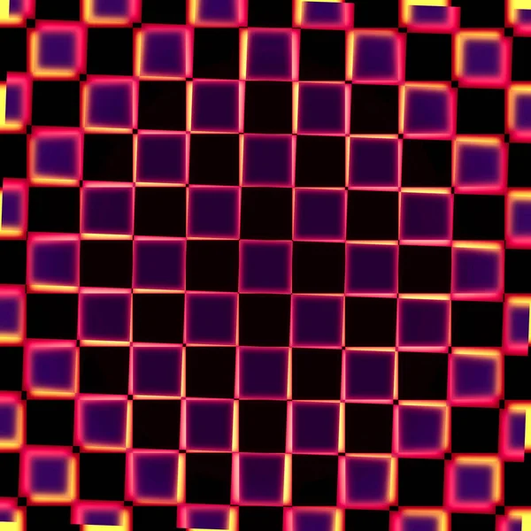 Quadrati Viola Giallo Modello Sfondo Nero — Foto Stock