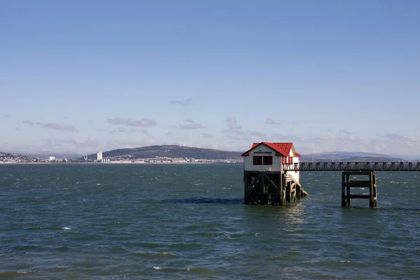 Old Rnli Lifeboat Station Swansea City Background Mumbles Swansea South — Stock Photo, Image
