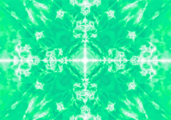 White Kaleidoscope Light Trails Pattern Green Background — Stock Photo, Image
