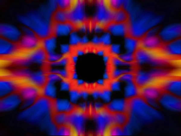 Colourful Red Blue Kaleidoscope Pattern Black Background — Stock Photo, Image