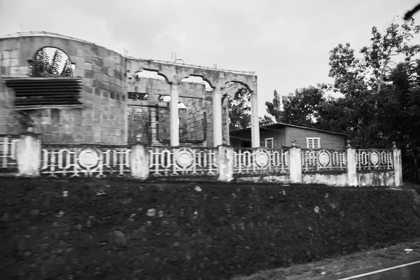 Foto Reportagem Monocromática Cabanas Pobres Aldeias Ilha Samana Foto Foi — Fotografia de Stock