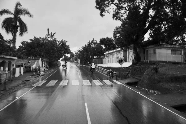 Foto Reportaje Monocromo Chozas Pobres Aldeas Isla Samaná Foto Fue — Foto de Stock