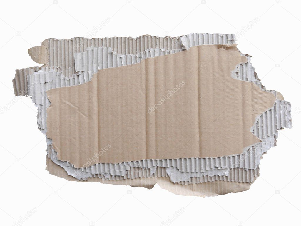Torn paper cardboard background.Image of ripped cardboard usefull as background design element.Isolated on white background.