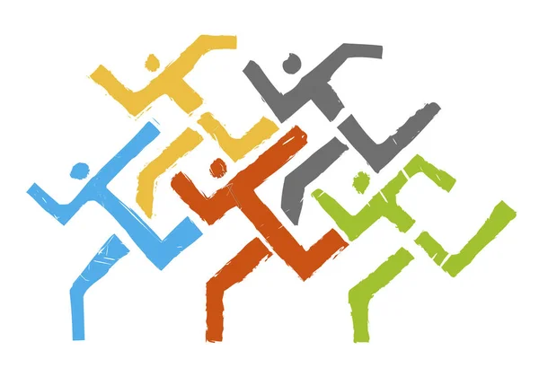 Sportovní Logo Běžců Abstraktní Stylizované Ilustrace Běžecký Závod Vektor Dispozici — Stockový vektor