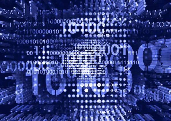 Dynamischer Hintergrund Mit Binärcodes Beschädigte Computer Binärcodes Auf Blauem Hintergrund — Stockfoto